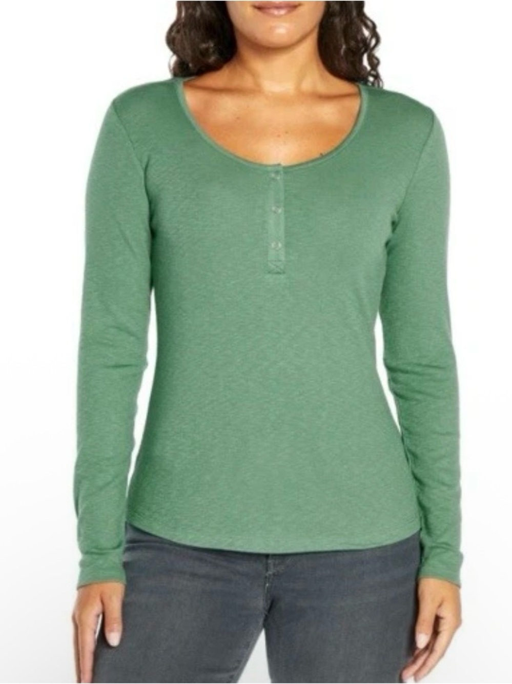 Eddie Bauer Ladies Long Sleeve Scoop Snap Henley Sz M